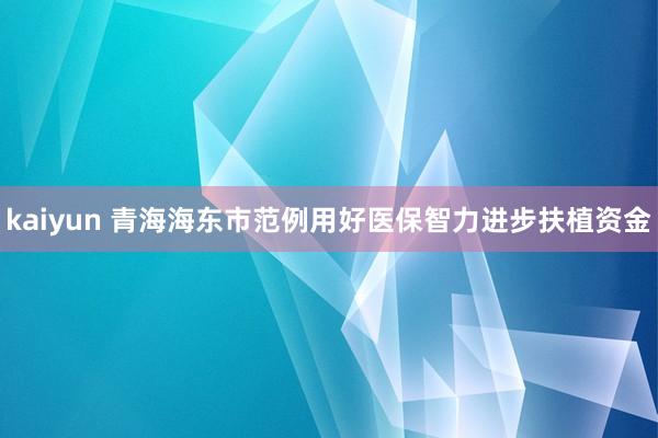 kaiyun 青海海东市范例用好医保智力进步扶植资金