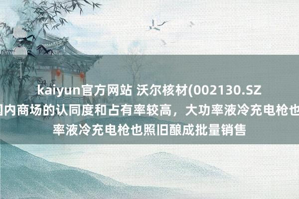 kaiyun官方网站 沃尔核材(002130.SZ)：直流充电枪在国内商场的认同度和占有率较高，大功率液冷充电枪也照旧酿成批量销售