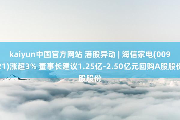 kaiyun中国官方网站 港股异动 | 海信家电(00921)涨超3% 董事长建议1.25亿-2.50亿元回购A股股份