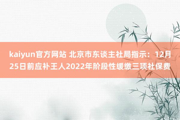 kaiyun官方网站 北京市东谈主社局指示：12月25日前应补王人2022年阶段性缓缴三项社保费