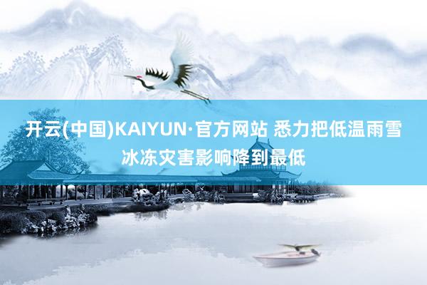 开云(中国)KAIYUN·官方网站 悉力把低温雨雪冰冻灾害影响降到最低