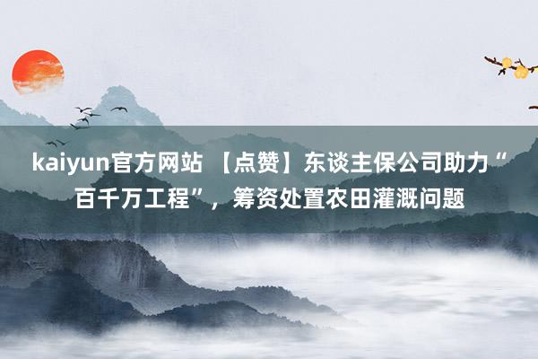 kaiyun官方网站 【点赞】东谈主保公司助力“百千万工程”，筹资处置农田灌溉问题