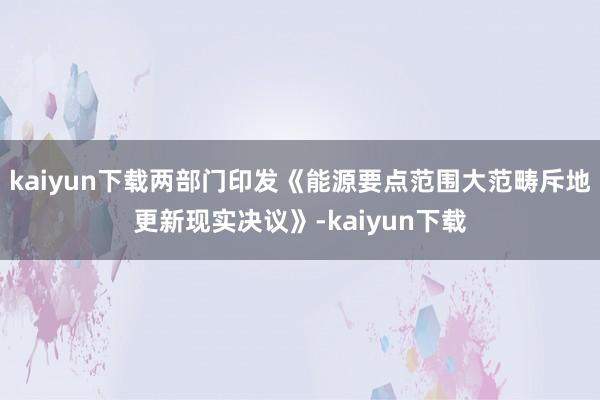 kaiyun下载两部门印发《能源要点范围大范畴斥地更新现实决议》-kaiyun下载